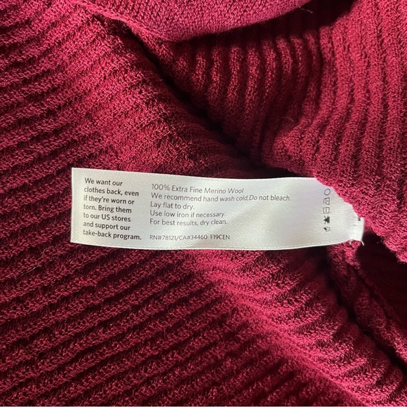 Eileen Fisher Rib Knit Wool V-Neck Top Peony Drop Shoulder Tunic Sweater Small - Picture 2 of 6